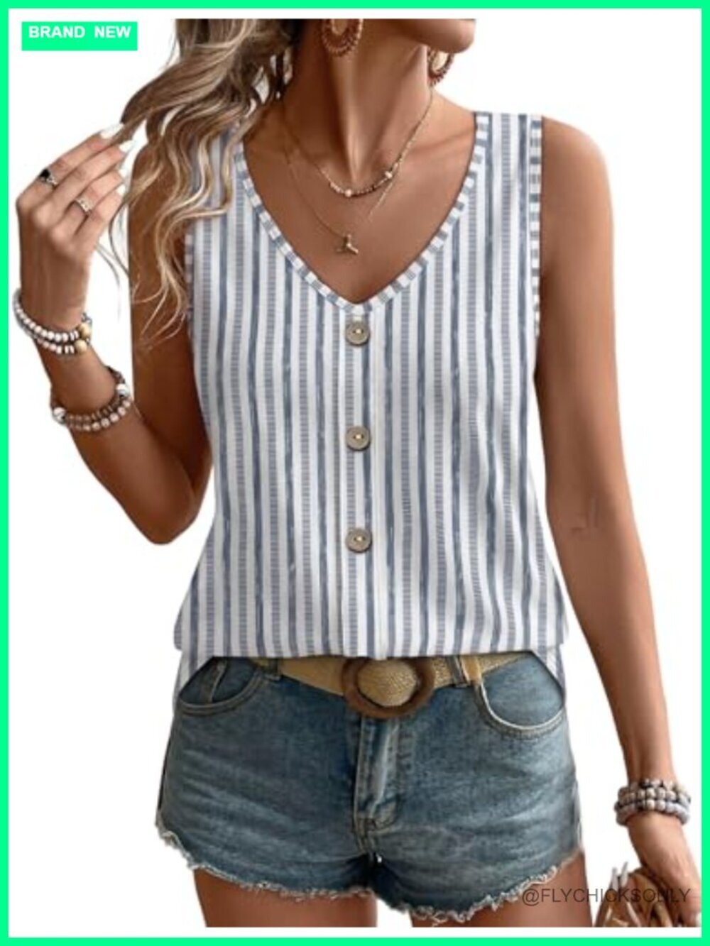 Womens Loose Casual Sleeveless Tank Top Eyelet V Neck Summer Basic Shirts 95%